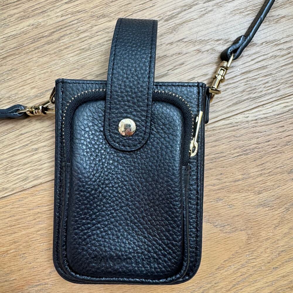 Bandolier Hailey Holster Leather Crossbody Phone Bag – Black & Gold - Picture 2 of 9